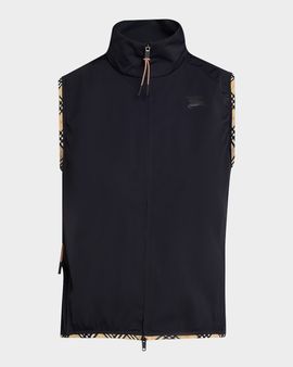 Burberry Aimee Check-Trim Perforated Nylon Vest