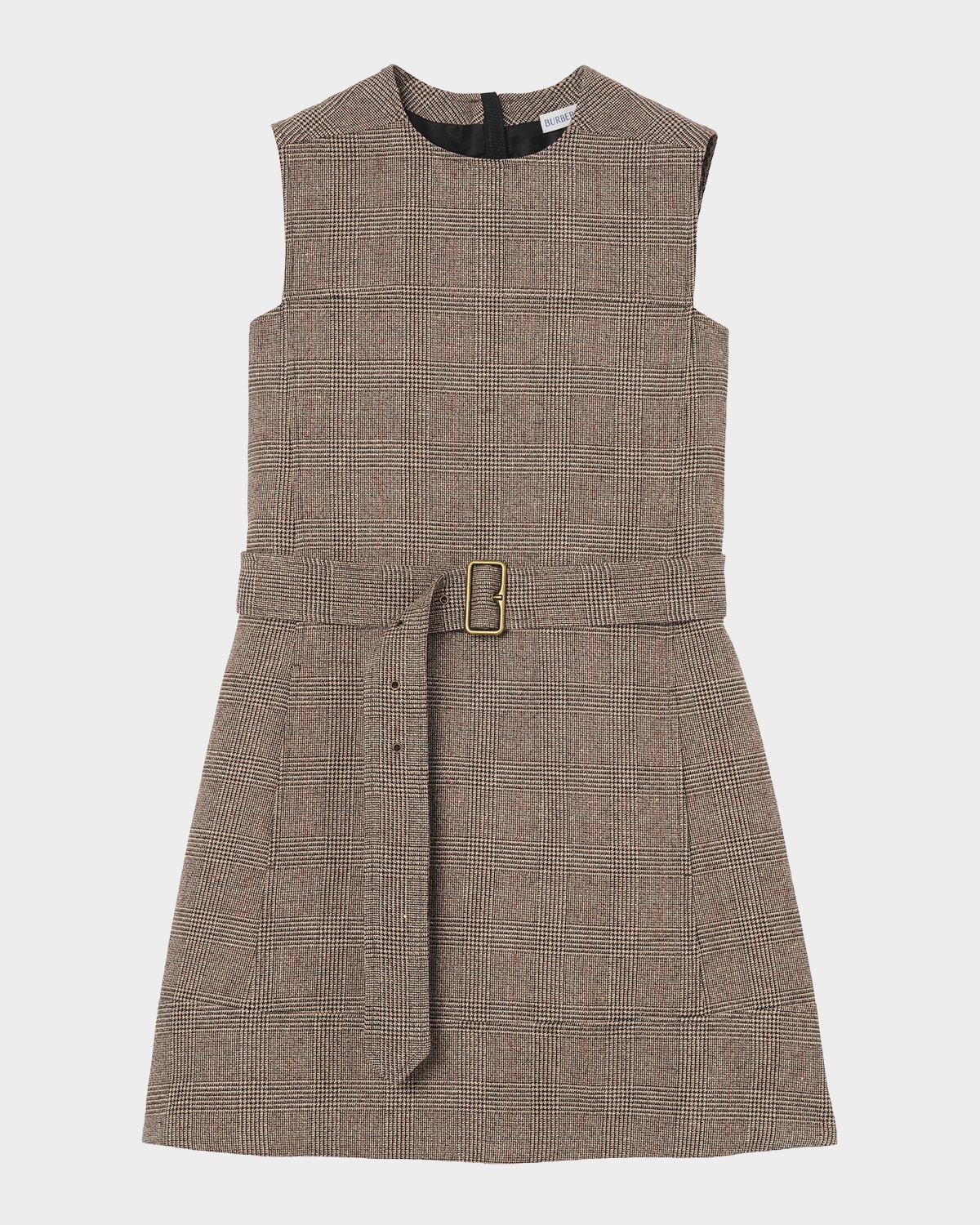 Burberry Alix Sleeveless Prince of Wales Check Belted Mini Dress