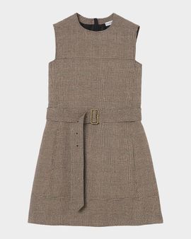 Burberry Alix Sleeveless Prince of Wales Check Belted Mini Dress