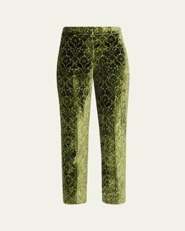 Burberry Baroque Velvet Straight-Leg Ankle Pants