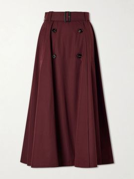 BURBERRY Belted wool midi skirt