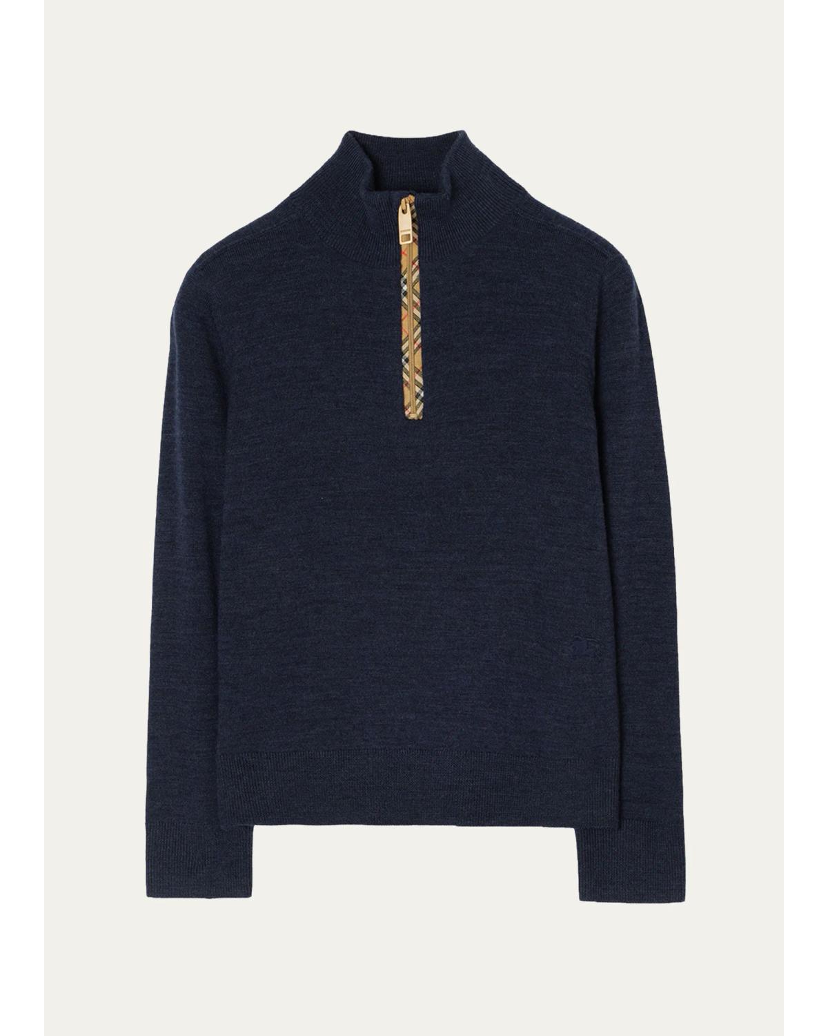 Burberry Boy's Conory Zip-Front Wool Sweater