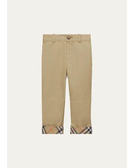 Burberry Boy's Sheldon Check Turn-up Cotton Trousers