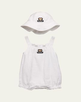 Burberry Boy's Siena Cotton Playsuit & Bucket Hat Set