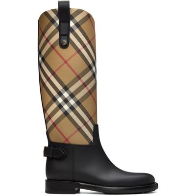 Burberry Burberry Beige & Black Check Cavalier Outdoor Boots