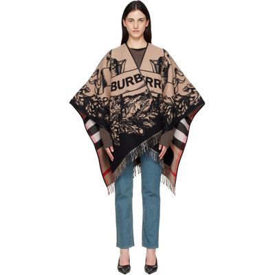 Burberry Burberry Beige & Black Gallant Knight Wool Cape