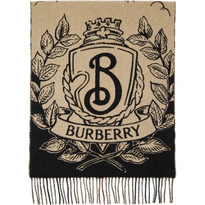 Burberry Burberry Beige & Black Wide Reversible Stormy Knight Scarf
