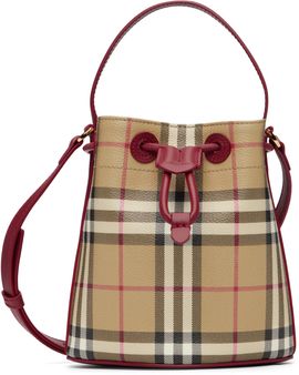 Burberry Burberry Beige & Red Mini Check Bucket Bag