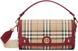 Burberry Burberry Beige & Red Top Handle Note Bag
