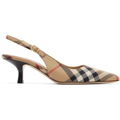 Burberry Burberry Beige Check Dame Slingback 55 Heels
