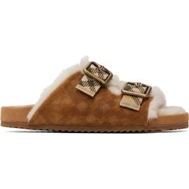 Burberry Burberry Beige Check Shearling Urchin Sandals