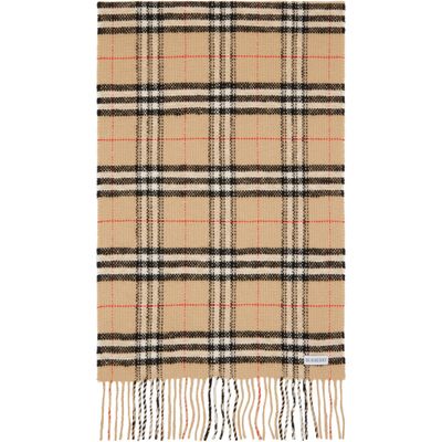 Burberry Burberry Beige Check Wool Cashmere Scarf