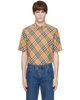 Burberry Burberry Beige Classic Fit Check Cotton Poplin Shirt - 1