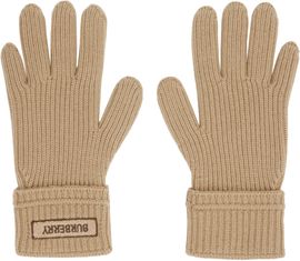 Burberry Burberry Beige Logo Patch Wool Gloves