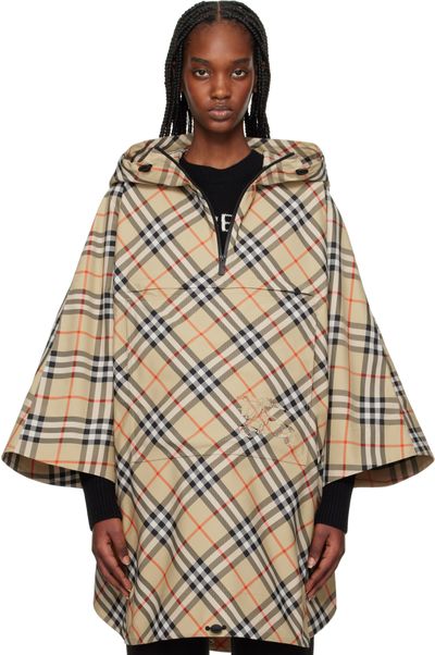 Burberry Burberry Beige Packaway Check Twill Cape Jacket