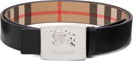 Burberry Burberry Black & Beige Square Knight Reversible Belt