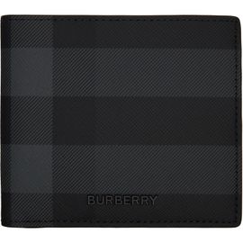Burberry Burberry Black & Gray Check Slim Bifold Wallet