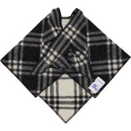 Burberry Burberry Black & White Check Wool Capelet Scarf
