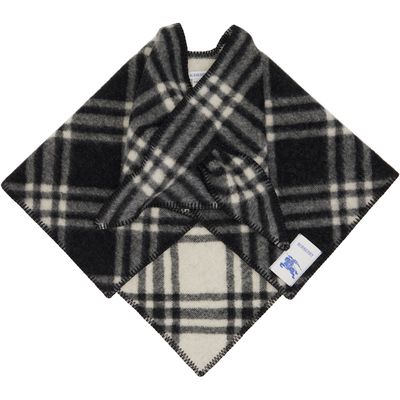 Burberry Burberry Black & White Check Wool Capelet Scarf
