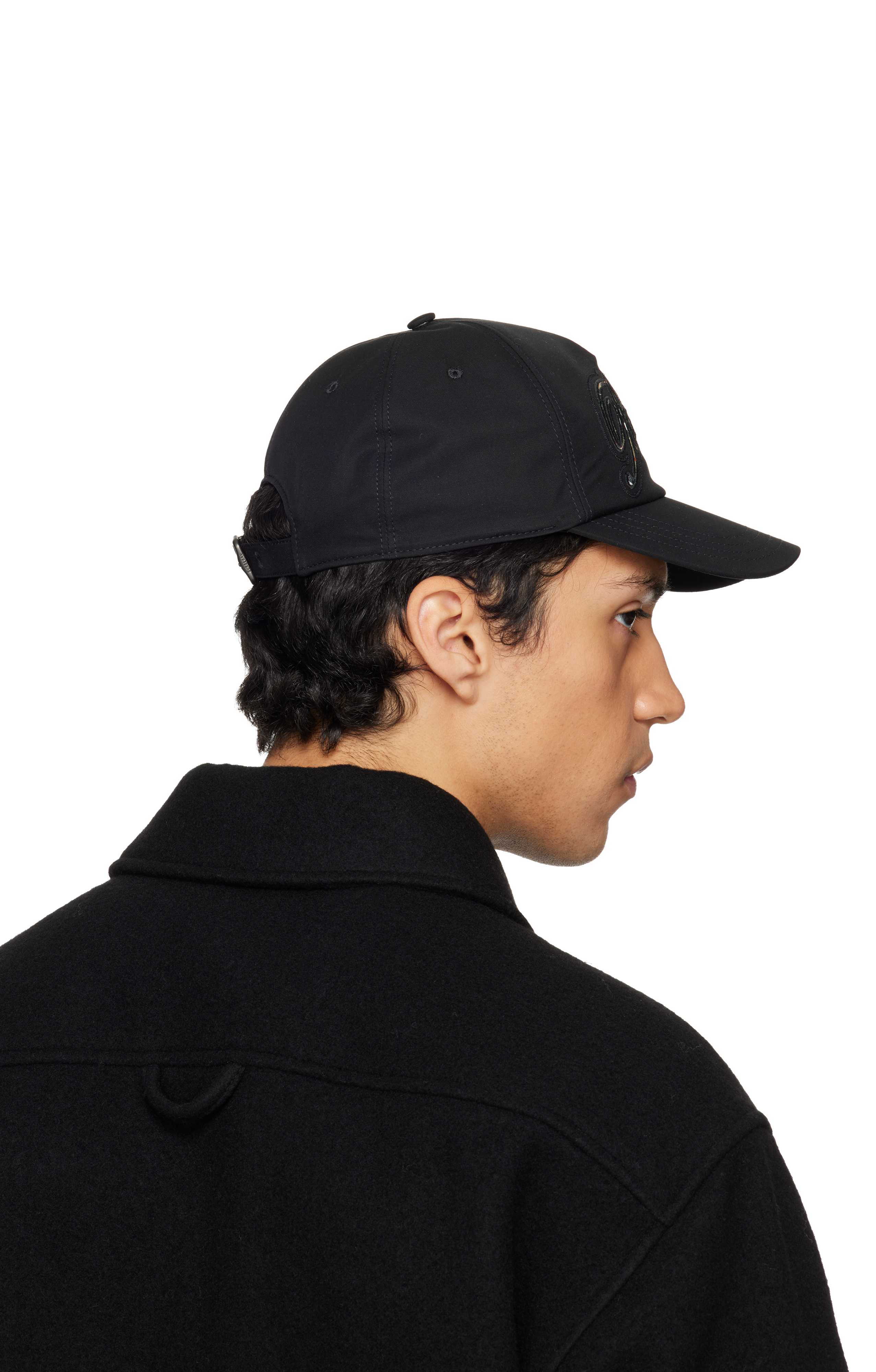 Burberry - Black Check Cursive Logo Gabardine Baseball Cap