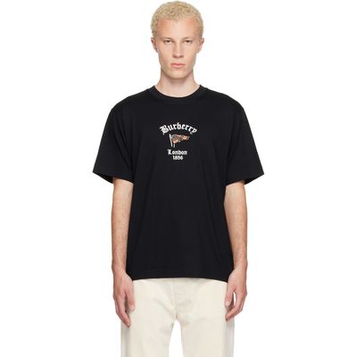 Burberry Burberry Black Check Flag Cotton T-shirt