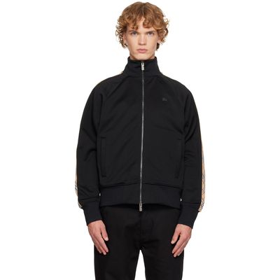 Burberry Burberry Black Check Trim Cotton Blend Track Jacket