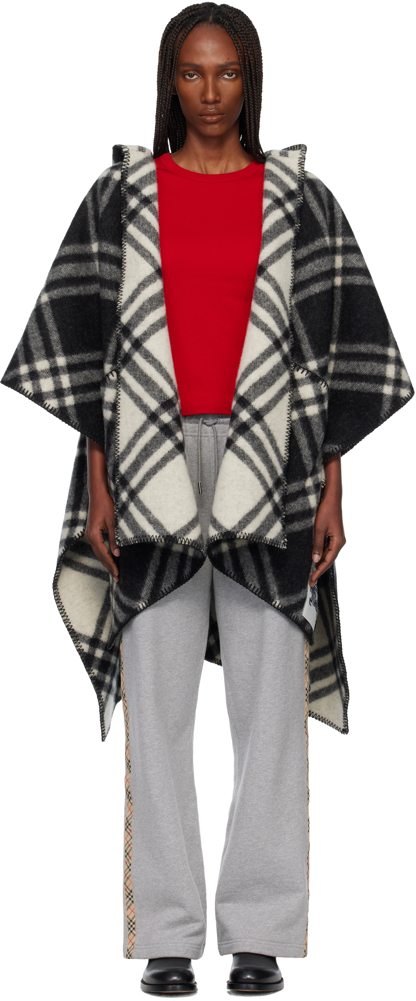 Burberry - Black Check Wool Reversible Cape