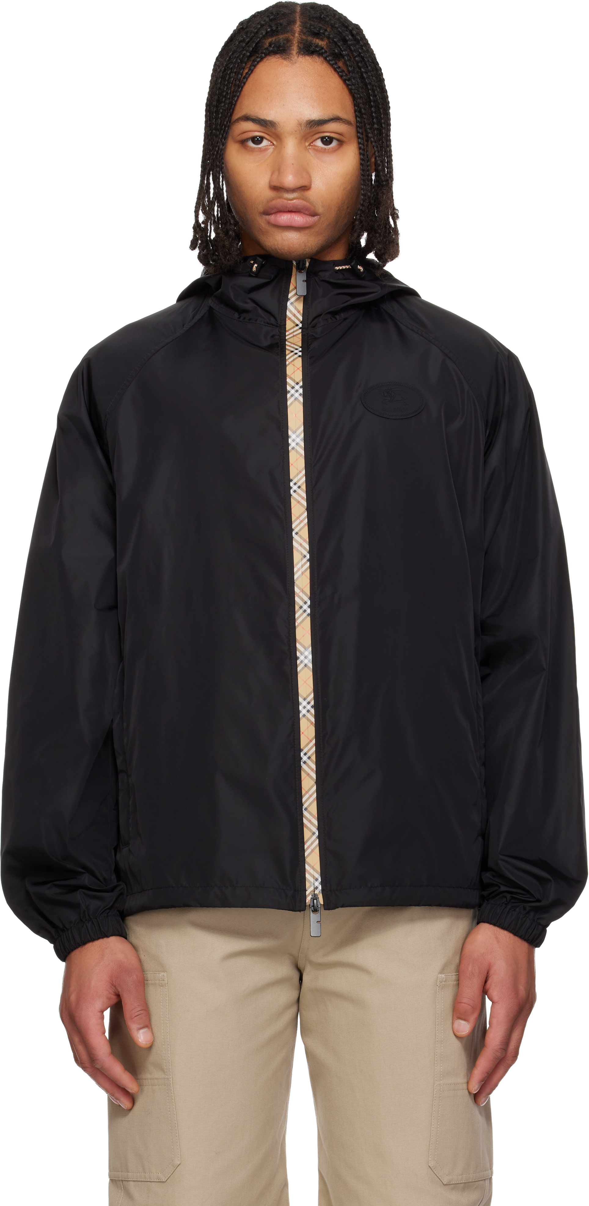 Burberry - Black Checker-Tape Nylon Hooded Jacket