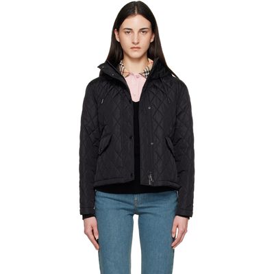 Burberry Burberry Black Cropped Quilted Nylon Hooded Jacket