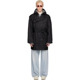Burberry Burberry Black Mid-length Nylon Leadenham Trench Coat
