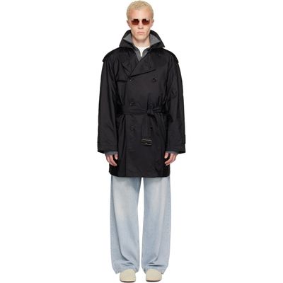 Burberry Burberry Black Mid-length Nylon Leadenham Trench Coat