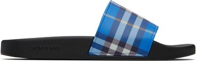 Burberry Burberry Blue & Black Check Pool Slides