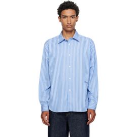 Burberry Burberry Blue Relaxed Fit Striped Cotton Shirt