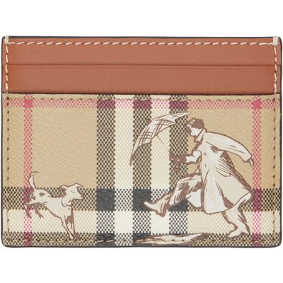 Burberry Burberry Brown & Beige Check Mates Card Holder