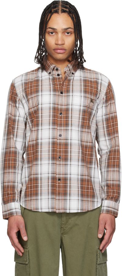 Burberry Burberry Brown & White Madras Check Cotton Shirt