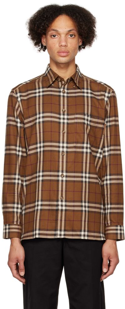 Burberry - Brown Button-Down Collar Shirt