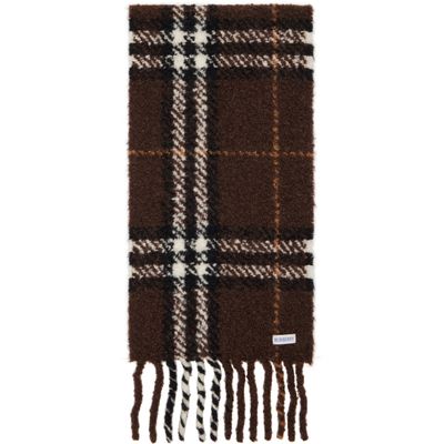 Burberry Burberry Brown Check Alpaca Wool Blend Bouclé Scarf