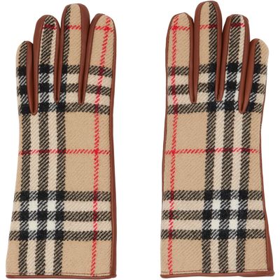 Burberry Burberry Brown Check Wool Gloves