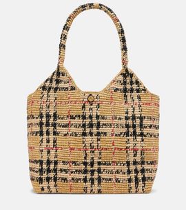 Burberry Burberry Burberry Check Large raffia tote bag
