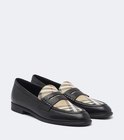 Burberry Burberry Burberry Check leather penny loafers
