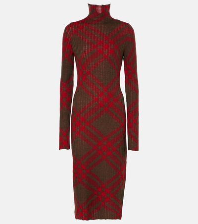 Burberry Burberry Burberry Check ribbed-knit midi dress