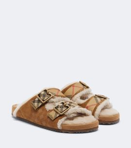 Burberry Burberry Burberry Check shearling-lined suede sandals