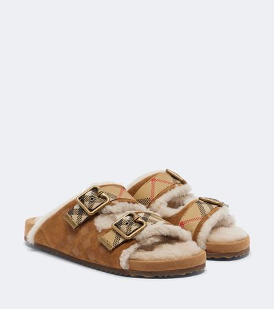 Burberry Burberry Burberry Check shearling-lined suede sandals