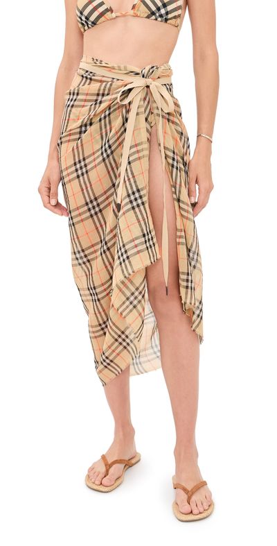 Burberry Burberry Check Cotton Sarong Sand One