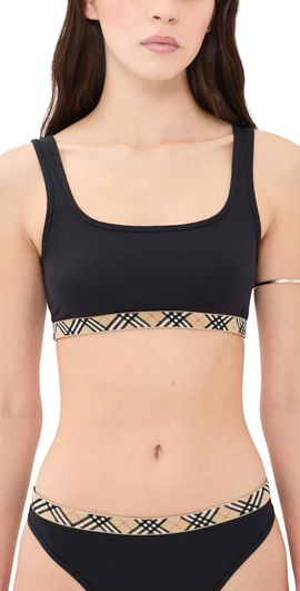 Burberry Burberry Check Trim Bikini Top Black
