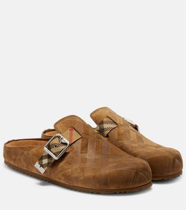 Burberry Burberry Checked suede clogs