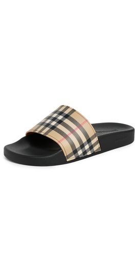 Burberry Burberry Furley Check Slide Sandals Archive Beige IP Check