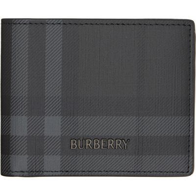 Burberry Burberry Gray City Check Slim Bifold Wallet