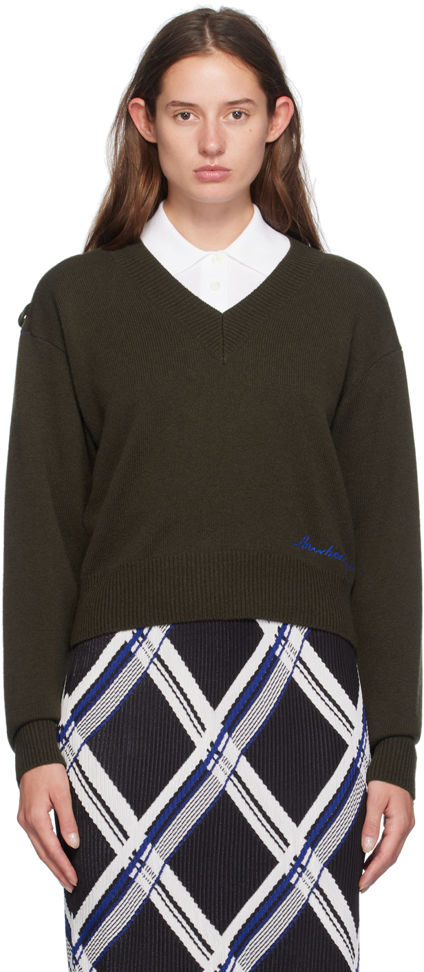 Burberry - Green V-Neck Sweater