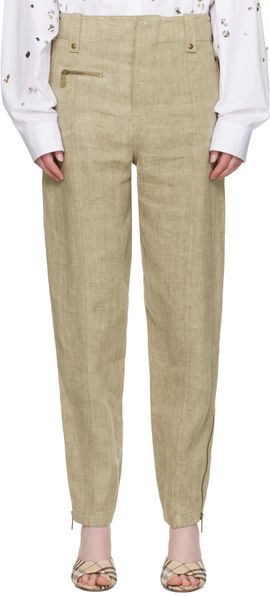 Burberry Burberry Khaki Linen Tailored Trousers